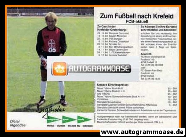 Autogramm Fussball | KFC Uerdingen 05 | 1984 | Dieter INGENDAE