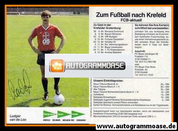 Autogramm Fussball | KFC Uerdingen 05 | 1984 | Ludger VAN DE LOO