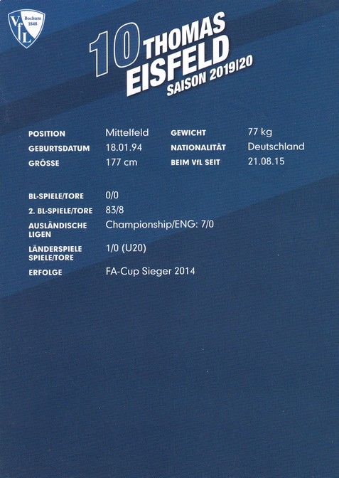 Autogramm Fussball | VfL Bochum | 2019 | Thomas EISFELD