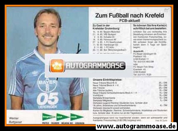 Autogramm Fussball | KFC Uerdingen 05 | 1985 | Werner BUTTGEREIT