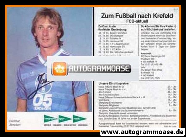 Autogramm Fussball | KFC Uerdingen 05 | 1985 | Dietmar JANSSEN