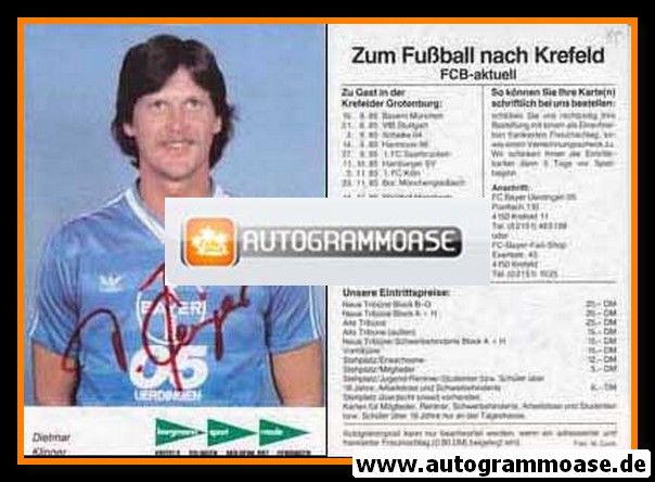 Autogramm Fussball | KFC Uerdingen 05 | 1985 | Dietmar KLINGER
