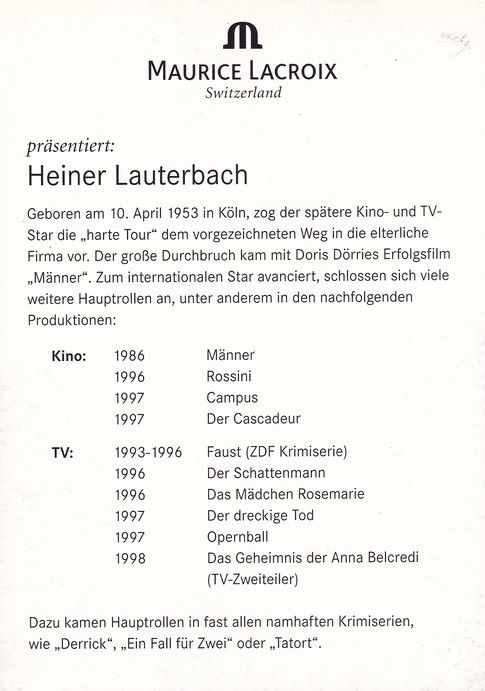 Autogramm Schauspieler | Heiner LAUTERBACH | 1990er (Portrait Color) Lacroix