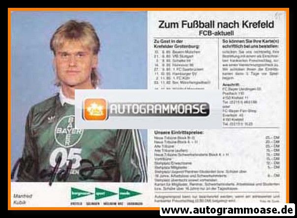 Autogramm Fussball | KFC Uerdingen 05 | 1985 | Manfred KUBIK