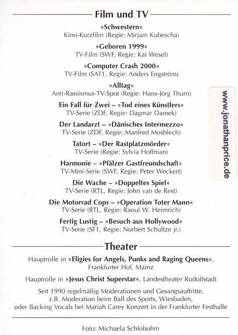 Autogramm Schauspieler | Jonathan PRICE | 1990er (Portrait SW) Schlobohm