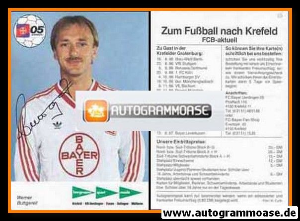 Autogramm Fussball | KFC Uerdingen 05 | 1986 | Werner BUTTGEREIT