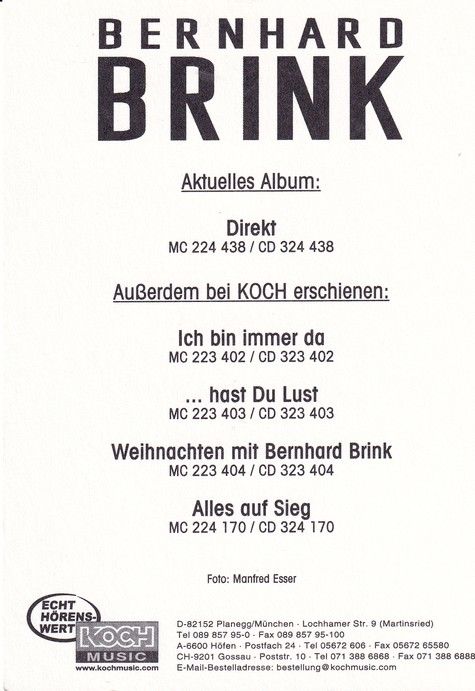 Autogramm Schlager | Bernhard BRINK | 2000 "Direkt" (Portrait Color Koch)