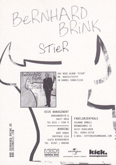 Autogramm Schlager | Bernhard BRINK | 2007 "Stier" (Portrait Color Koch)