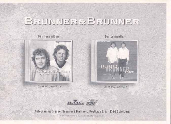 Autogramme Schlager | BRUNNER & BRUNNER | 1997 "Ich Schenke Dir Liebe" (BMG Ariola)