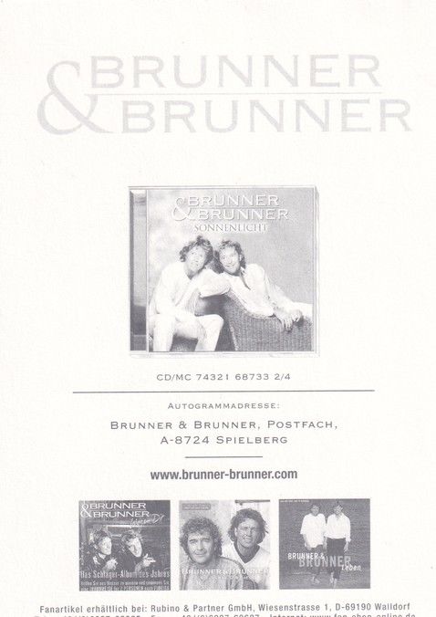 Autogramme Schlager | BRUNNER & BRUNNER | 1999 "Sonnenlicht"