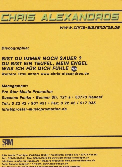 Autogramm Schlager | Chris ALEXANDROS | 2010er (Portrait Color) SAM