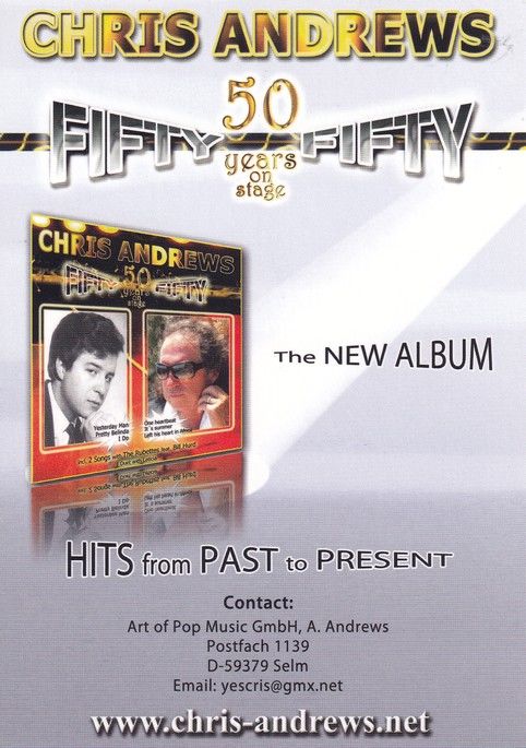Autogramm Pop | Chris ANDREWS | 2011 "Fifty Fifty - 50 Years On Stage"