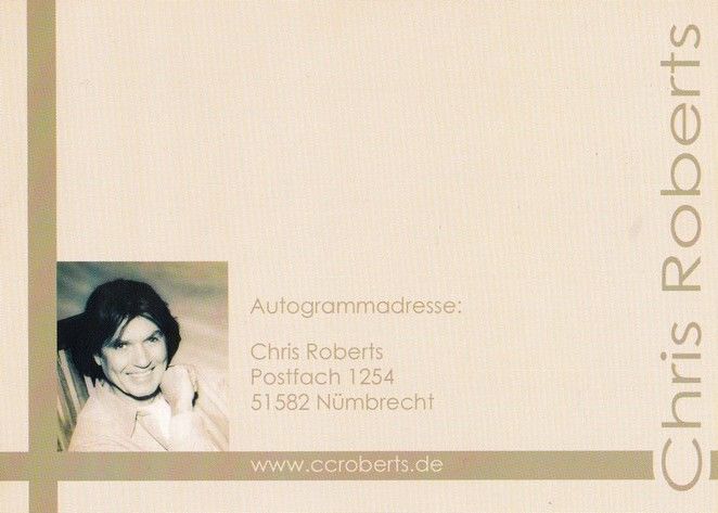 Autogramm Schlager | Chris ROBERTS | 2000er (Portrait SW) Website