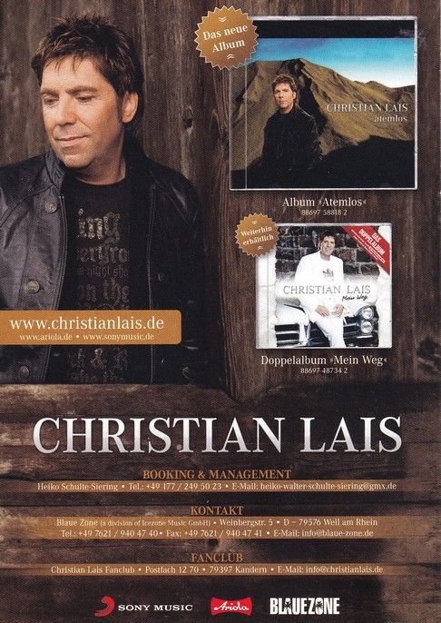Autogramm Schlager | Christian LAIS | 2009 "Atemlos" (Portrait Color Ariola)