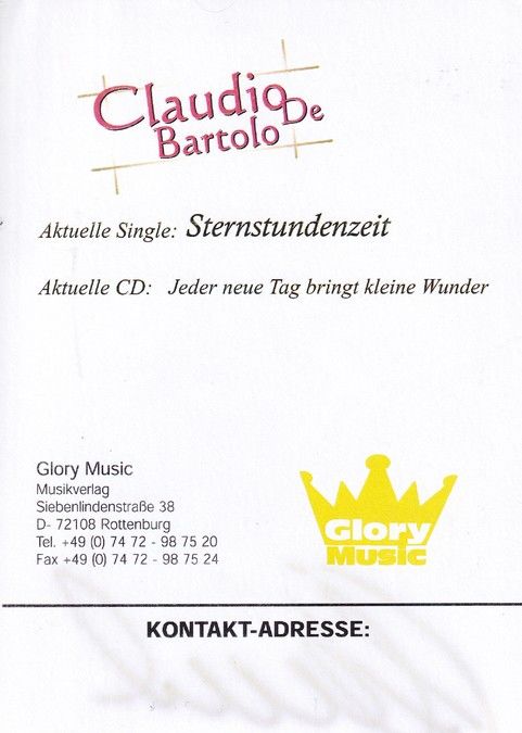 Autogramm Volksmusik | Claudio DE BARTOLO | 2001 "Jeder Neue Tag" (Glory) 2