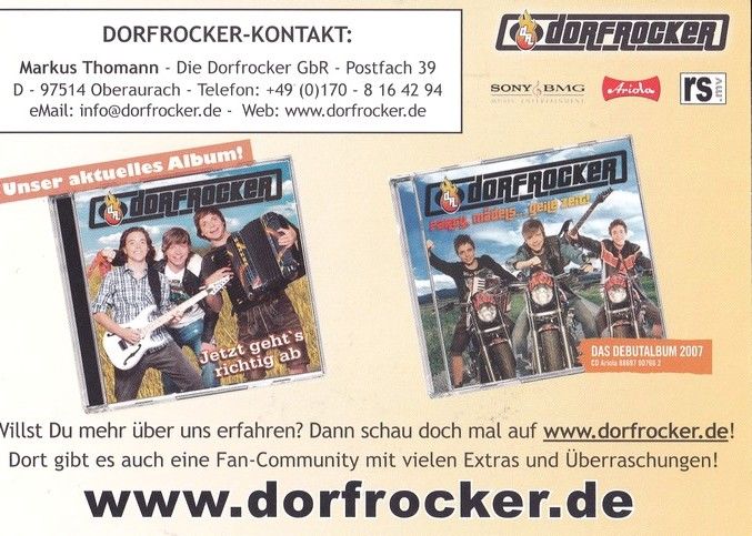 Autogramme Volksmusik | DIE DORFROCKER | 2009 "Jetzt Geht´s Richtig Ab" (Ariola) 2