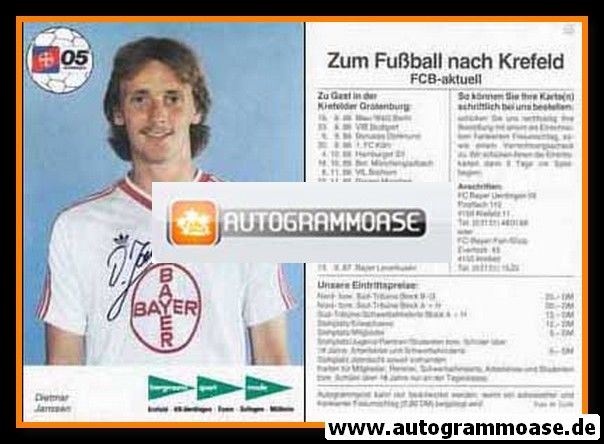 Autogramm Fussball | KFC Uerdingen 05 | 1986 | Dietmar JANSSEN