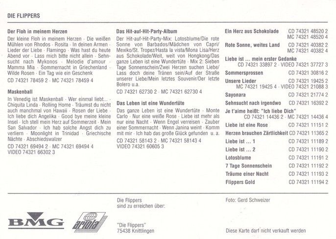 Autogramme Schlager | DIE FLIPPERS | 2000 "Der Floh In Meinem Herzen" (BMG Ariola)