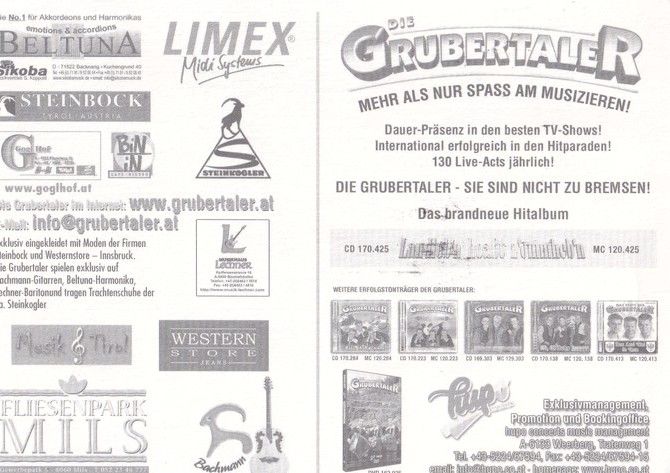 Autogramme Volksmusik | DIE GRUBERTALER | 2005 "Dem Land Tirol Die Treue" (hupo)
