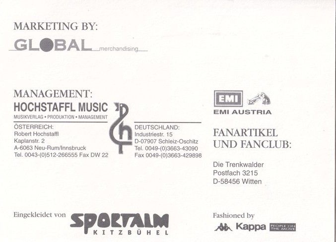 Autogramme Volksmusik | DIE TRENKWALDER | 1998 "Eigene Wege" (EMI)