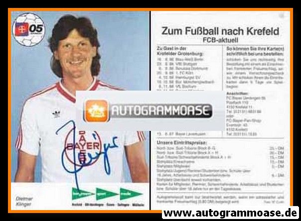 Autogramm Fussball | KFC Uerdingen 05 | 1986 | Dietmar KLINGER