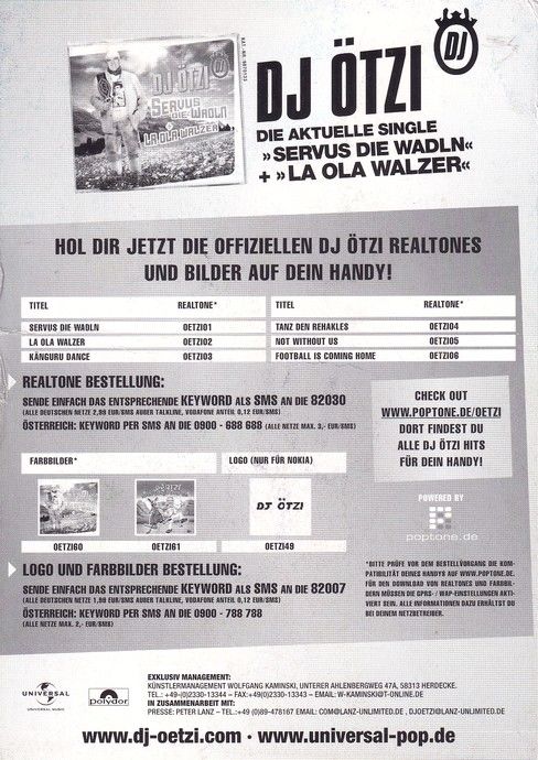 Autogramm Schlager | DJ ÖTZI | 2009 "Servus Die Wadln" (Universal)