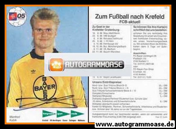 Autogramm Fussball | KFC Uerdingen 05 | 1986 | Manfred KUBIK