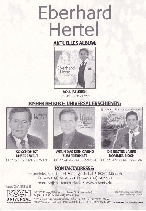 Autogramm Volksmusik | Eberhard HERTEL | 2005 "Voll Im Leben" (Portrait Color Koch)