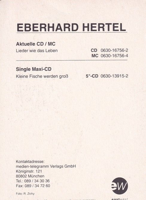 Autogramm Volksmusik | Eberhard HERTEL | 1997 "Lieder Wie Das Leben" (Portrait Color EastWest) 2