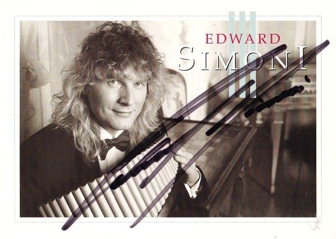 Autogramm Pan-Flöte | Edward SIMONI | 1990er (Portrait SW) Scharfscheer