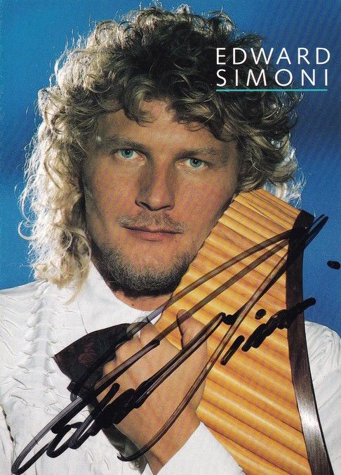 Autogramm Pan-Flöte | Edward SIMONI | 1990 "Pan-Träume" (Portrait Color Sony)
