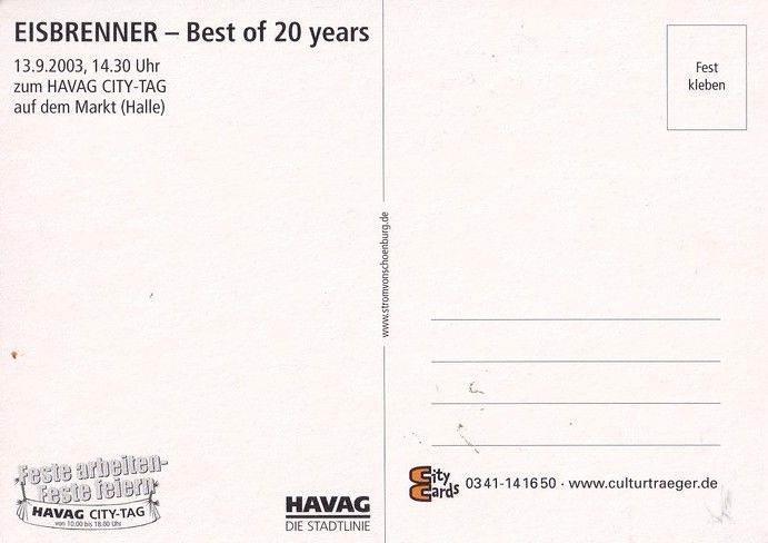 Autogramm Musik | Tino EISBRENNER | 2003 "Best Of 20 Years" (Havag)