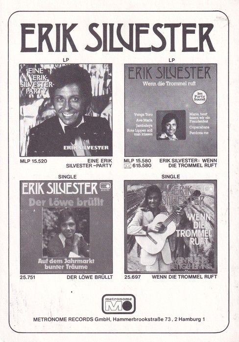 Autogramm Schlager | Erik SILVESTER | 1976 "Der Löwe Brüllt" (Portrait Color Metronome)