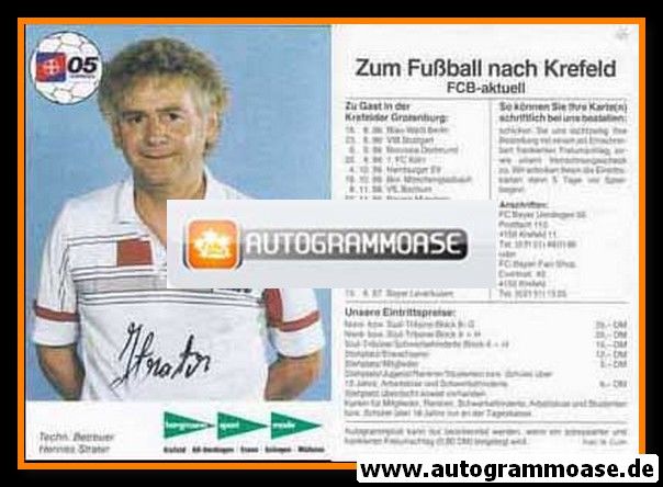 Autogramm Fussball | KFC Uerdingen 05 | 1986 | Hennes STRATER