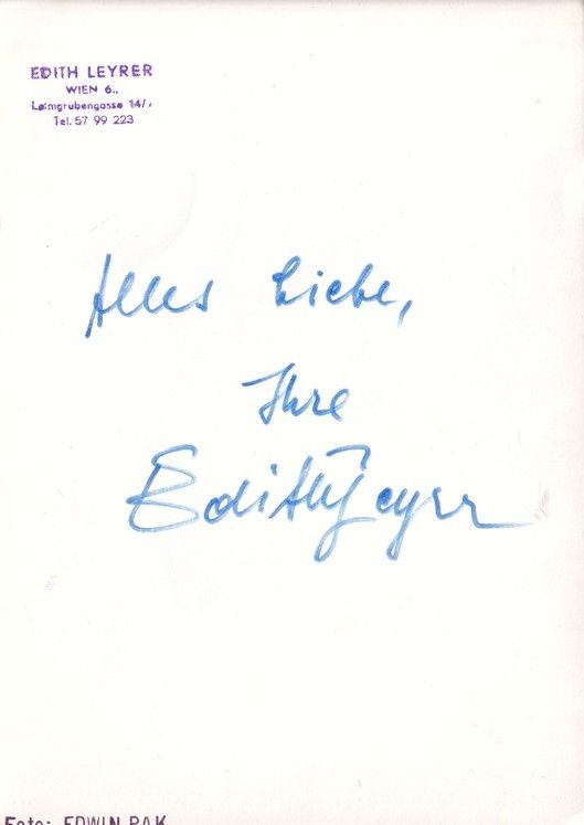 Autogramm Schauspieler | Edith LEYRER | 1970er Foto (Portrait SW) Pak