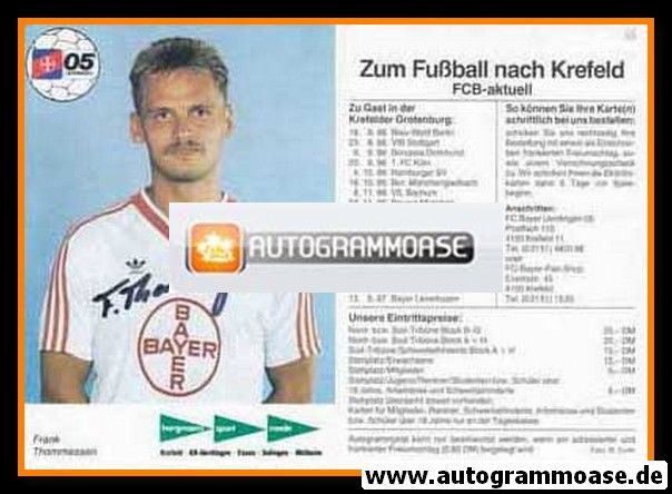Autogramm Fussball | KFC Uerdingen 05 | 1986 | Frank THOMMESSEN