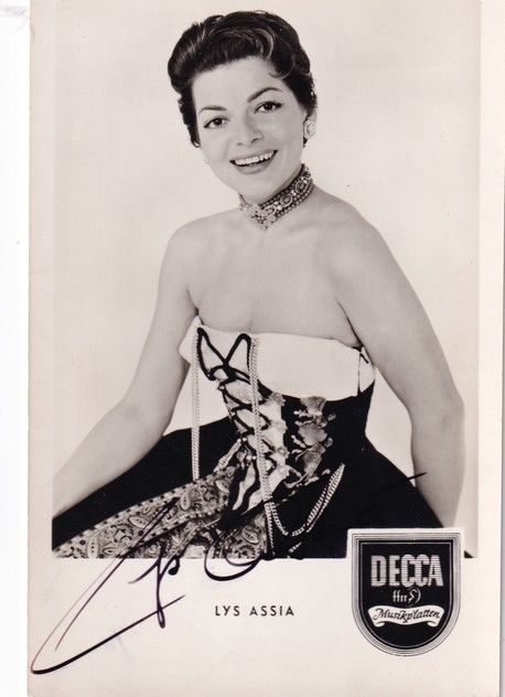 Autogramm Schlager | Lys ASSIA | 1950er (Portrait SW) Decca 3