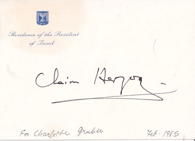 Autograph Politik | Israel | Chaim HERZOG | Präsident 1983-1993