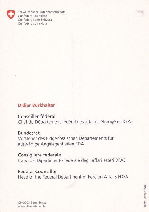 Autogramm Politik | Schweiz | Didier BURKHALTER | 2010er (Portrait Color) Bundespräsident