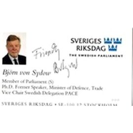 Autogramm Politik | Schweden | Björn VON SYDOW | 2000er (Visitenkarte) Verteidigungsminister