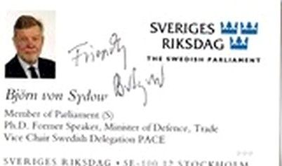 Autogramm Politik | Schweden | Björn VON SYDOW | 2000er (Visitenkarte) Verteidigungsminister