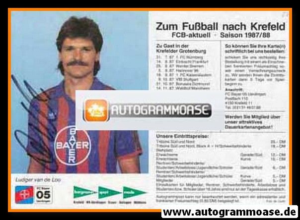 Autogramm Fussball | KFC Uerdingen 05 | 1987 | Ludger VAN DE LOO