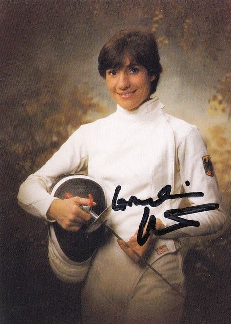 Autogramm Fechten | Cornelia HANISCH | 1983 (Portrait Color Sparkasse) OS-Gold