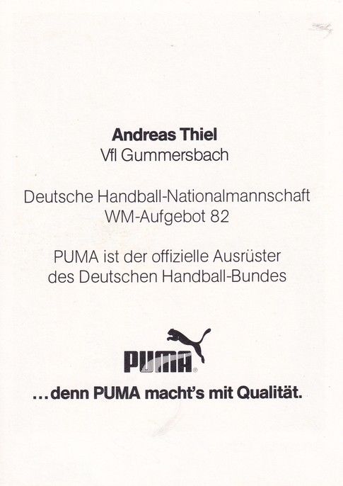 Autogramm Handball | DHB | 1982 WM | Andreas THIEL (Portrait Color) Puma
