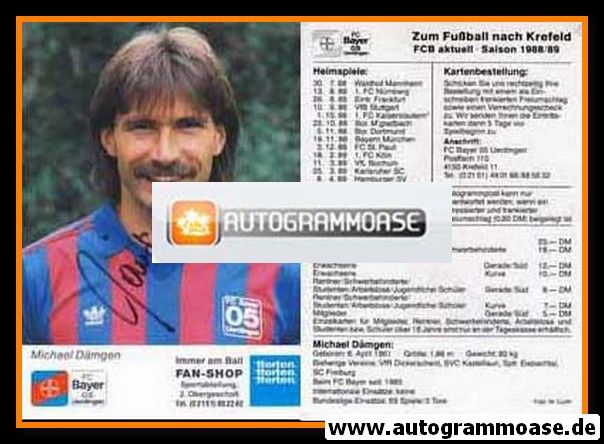 Autogramm Fussball | KFC Uerdingen 05 | 1988 | Michael DÄMGEN