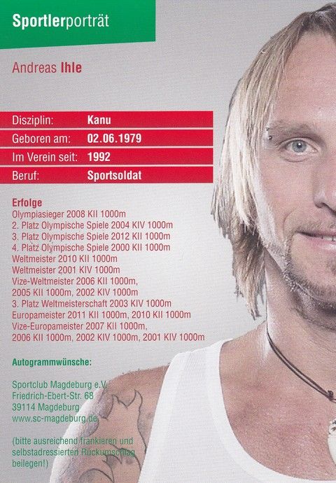 Autogramm Kanu | Andreas IHLE | 2012 (Portrait Color SCM) OS-Gold