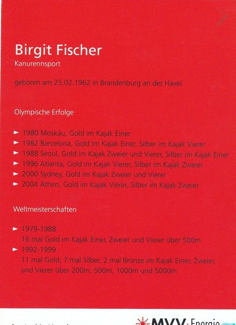 Autogramm Kanu | Birgit FISCHER | 2004 (Rennszene Color MVV) OS-Gold