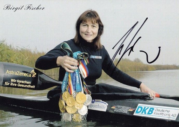Autogramm Kanu | Birgit FISCHER | 2000er (Medaillen Color DKB) OS-Gold