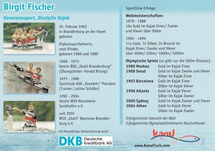 Autogramm Kanu | Birgit FISCHER | 2000er (Medaillen Color DKB) OS-Gold