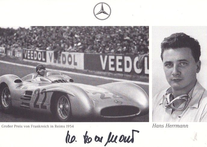Autogramm Formel 1 | Hans HERRMANN | 1950er Retro (Collage SW) Mercedes